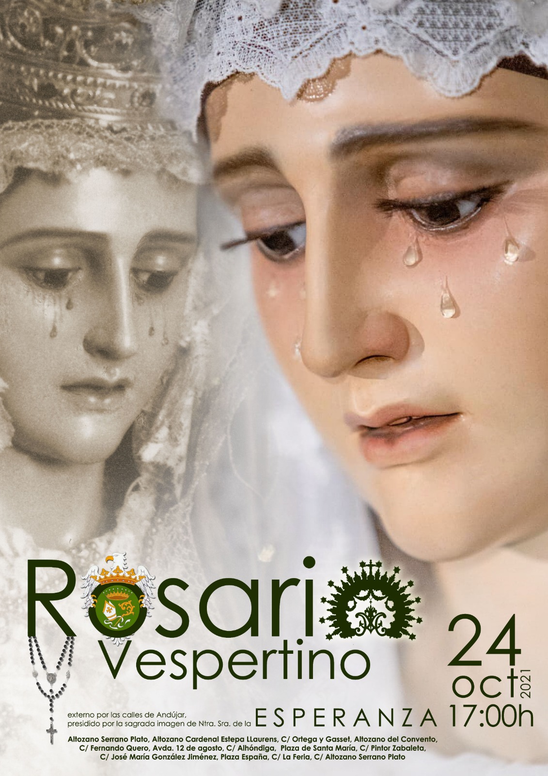 Cartel Anunciador del Rosario Vespertino a Ntra. Sra. de la Esperanza.