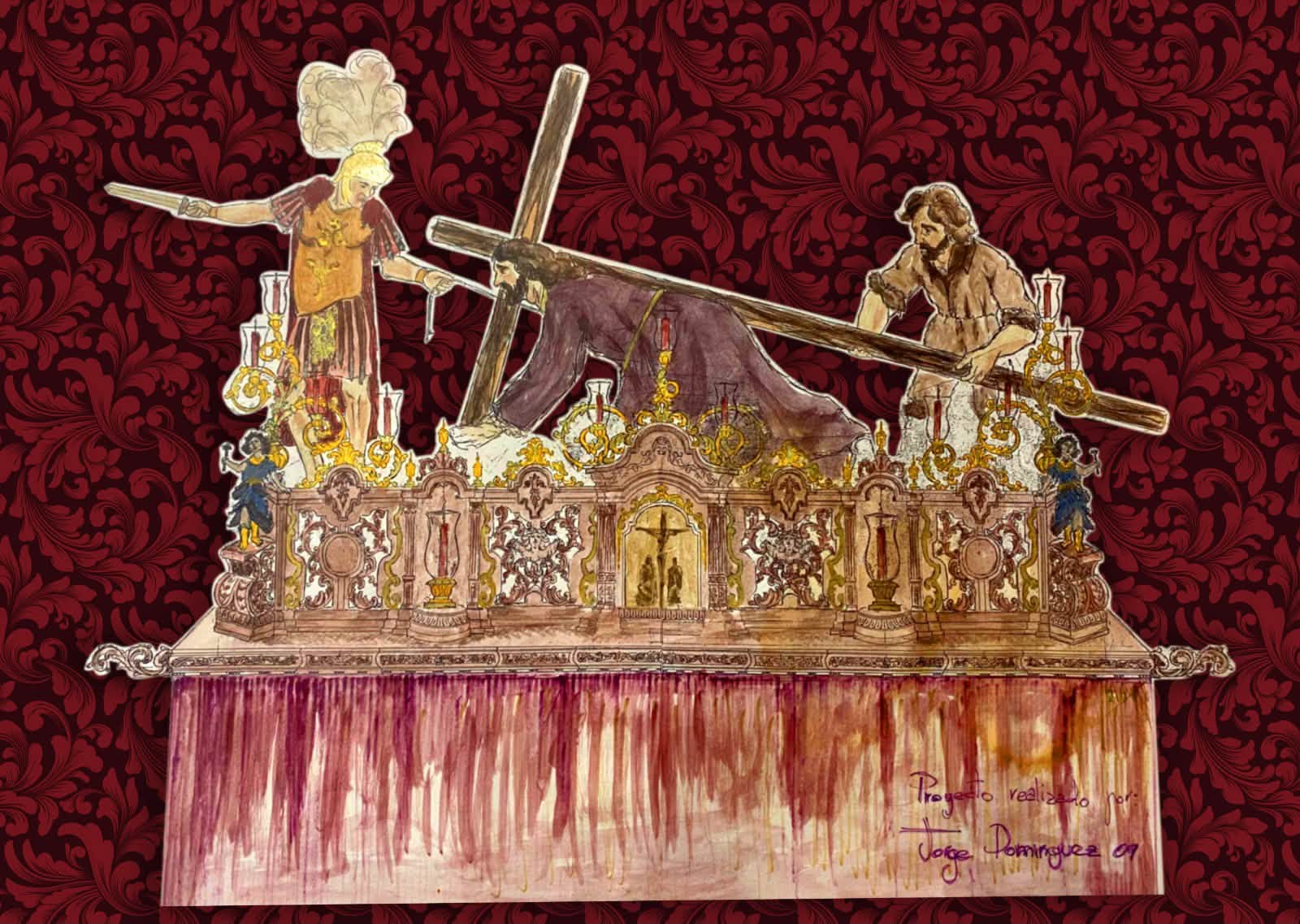 Firma del contrato de una nueva fase de talla del paso de misterio de Nuestro Padre Jesús Caído