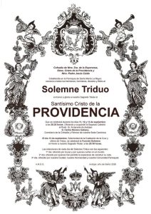 Cartel del Solemne Triduo en honor al Santísimo Cristo de la Providencia, 11, 12 y 13 de septiembre de 2026