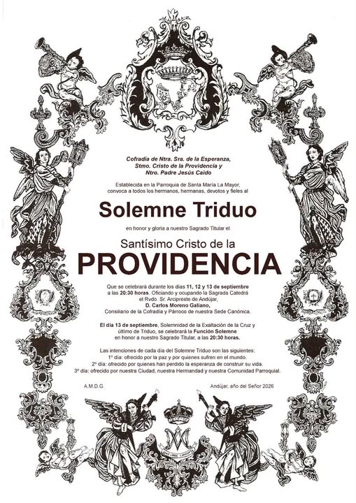 Cartel del Solemne Triduo en honor al Santísimo Cristo de la Providencia, 11, 12 y 13 de septiembre de 2026